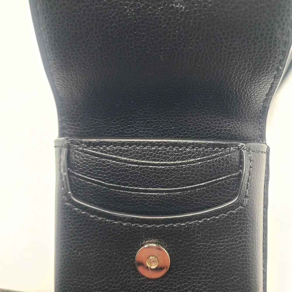 Kate Spade Leather Crossbody Madison North South Flap Phone Black Gold Hardware